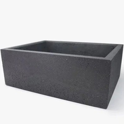 Cuba Retangular de Concreto 37x14cm - Preto